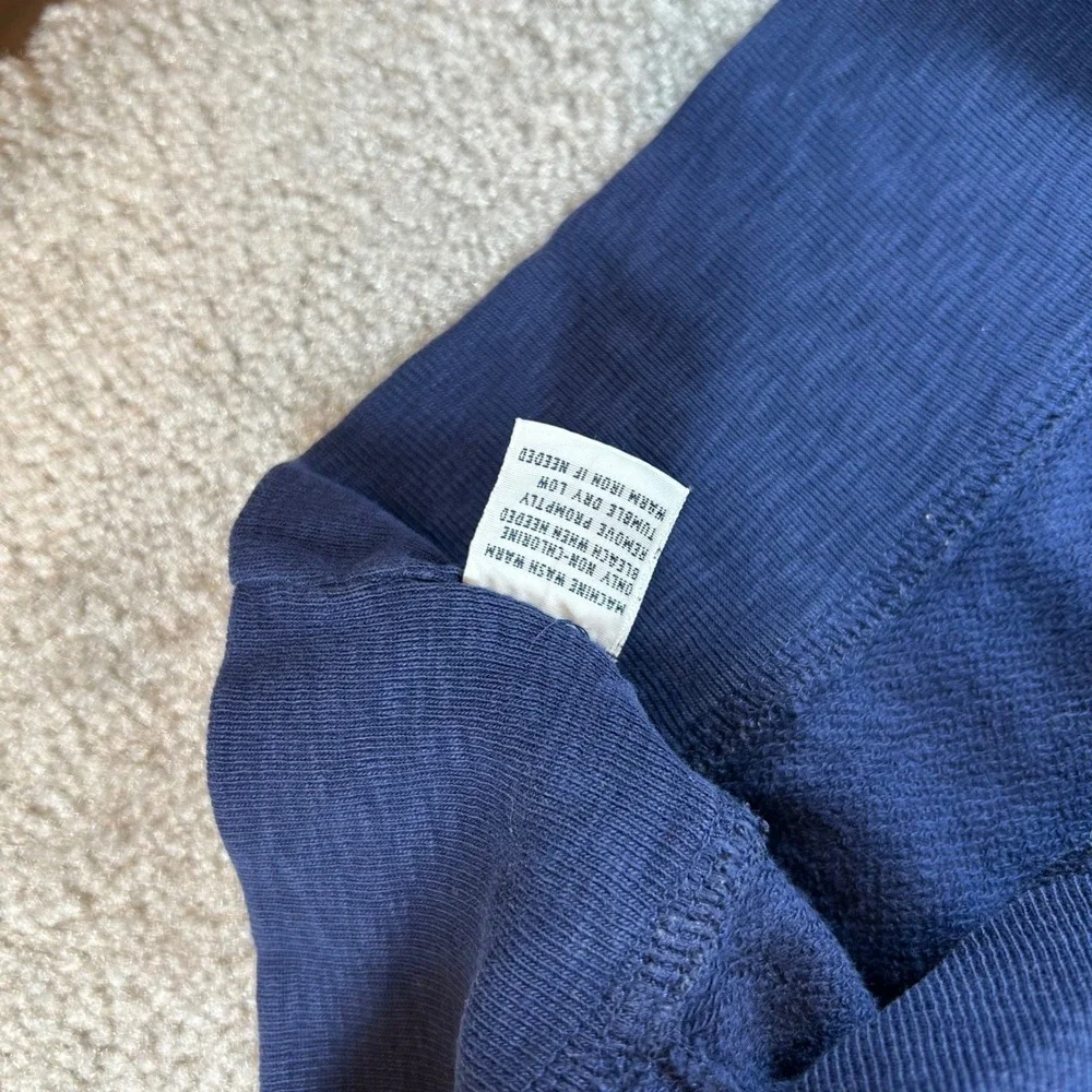 VTG Polo Ralph Lauren Pullover Mens Medium Blue Quarter Zip Military Elbow Patch